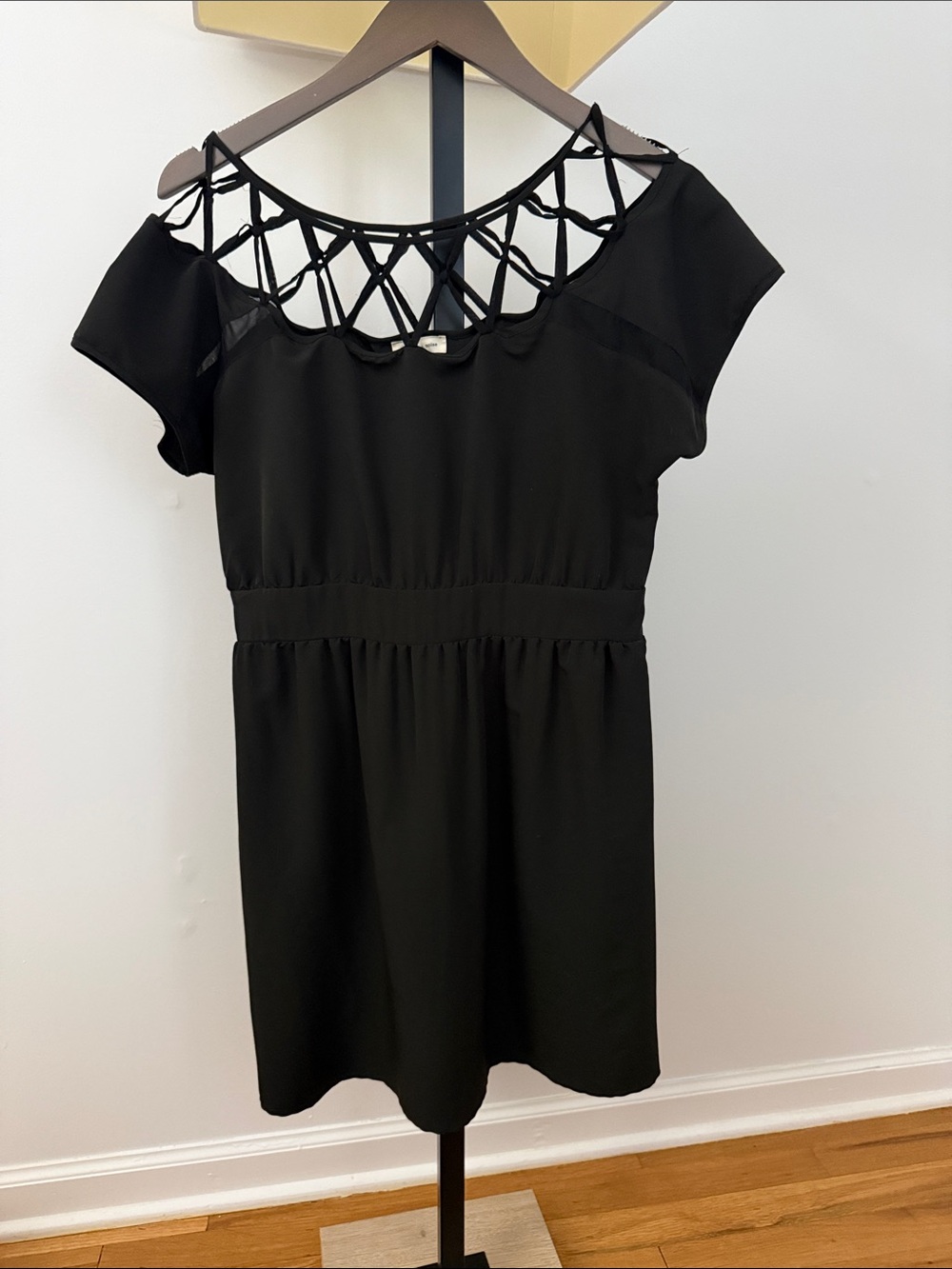 silence + noise Black Lattice Yoke Casual Dress